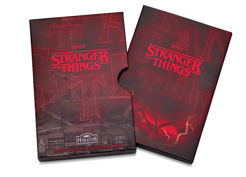 THE PERTH MINT - STRANGER THINGS - HAWKINS 2026 GOLD PLATED COLLECTOR'S COIN IN CARD