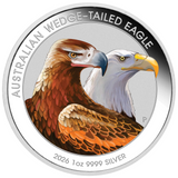 THE PERTH MINT - AUSTRALIAN WEDGE-TAILED EAGLE 2026 1OZ SILVER COLOURED COIN IN CARD