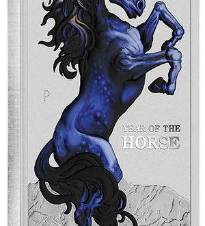 THE PERTH MINT - LUNAR HORSE 2026 1OZ SILVER COLOURED MINTED RECTANGULAR COIN IN CARD 