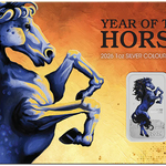 THE PERTH MINT - LUNAR HORSE 2026 1OZ SILVER COLOURED MINTED RECTANGULAR COIN IN CARD 