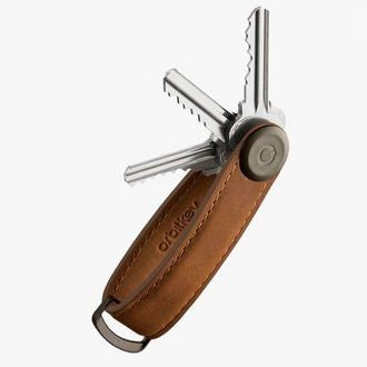 ORBITKEY - KEY ORGANISER | CRAZY HORSE | CHESTNUT BROWN WITH BROWN STITCHING