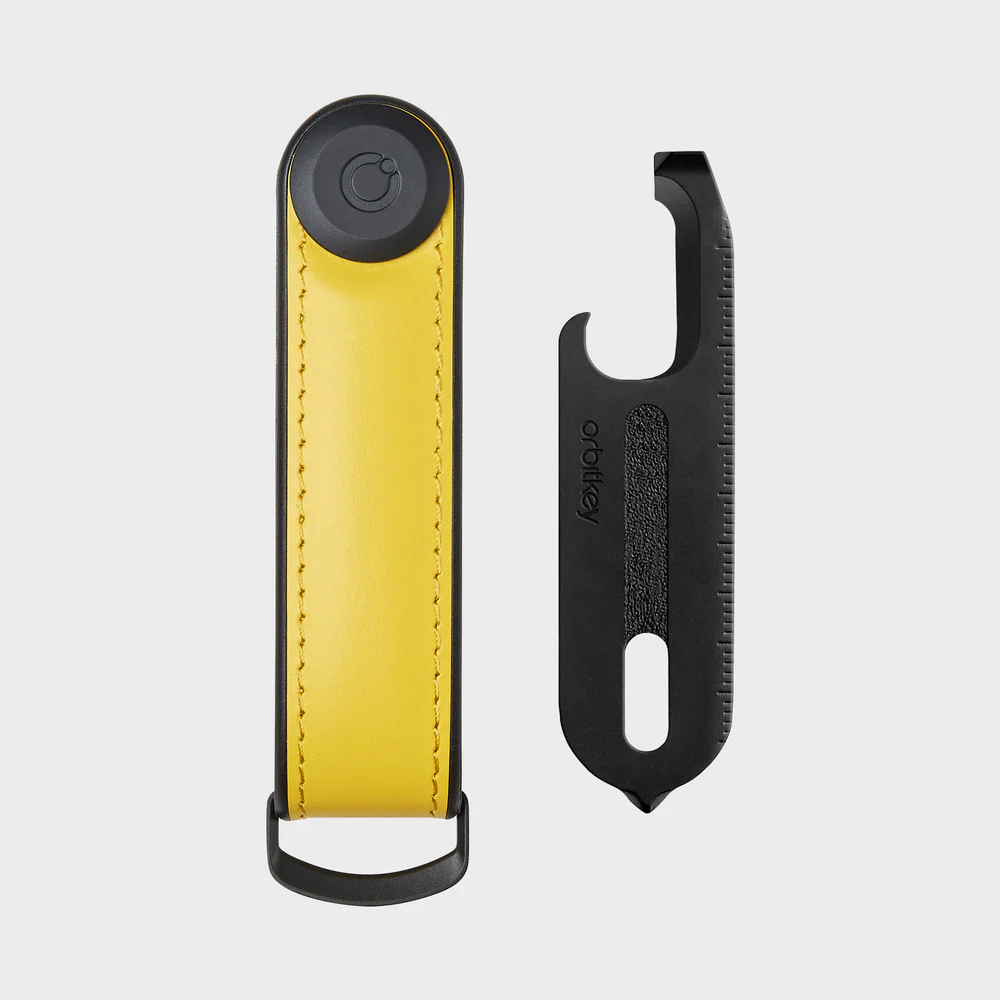 ORBITKEY - KEY ORGANISER HYBRID LEATHER + MULTI-TOOL V2 SET | YELLOW