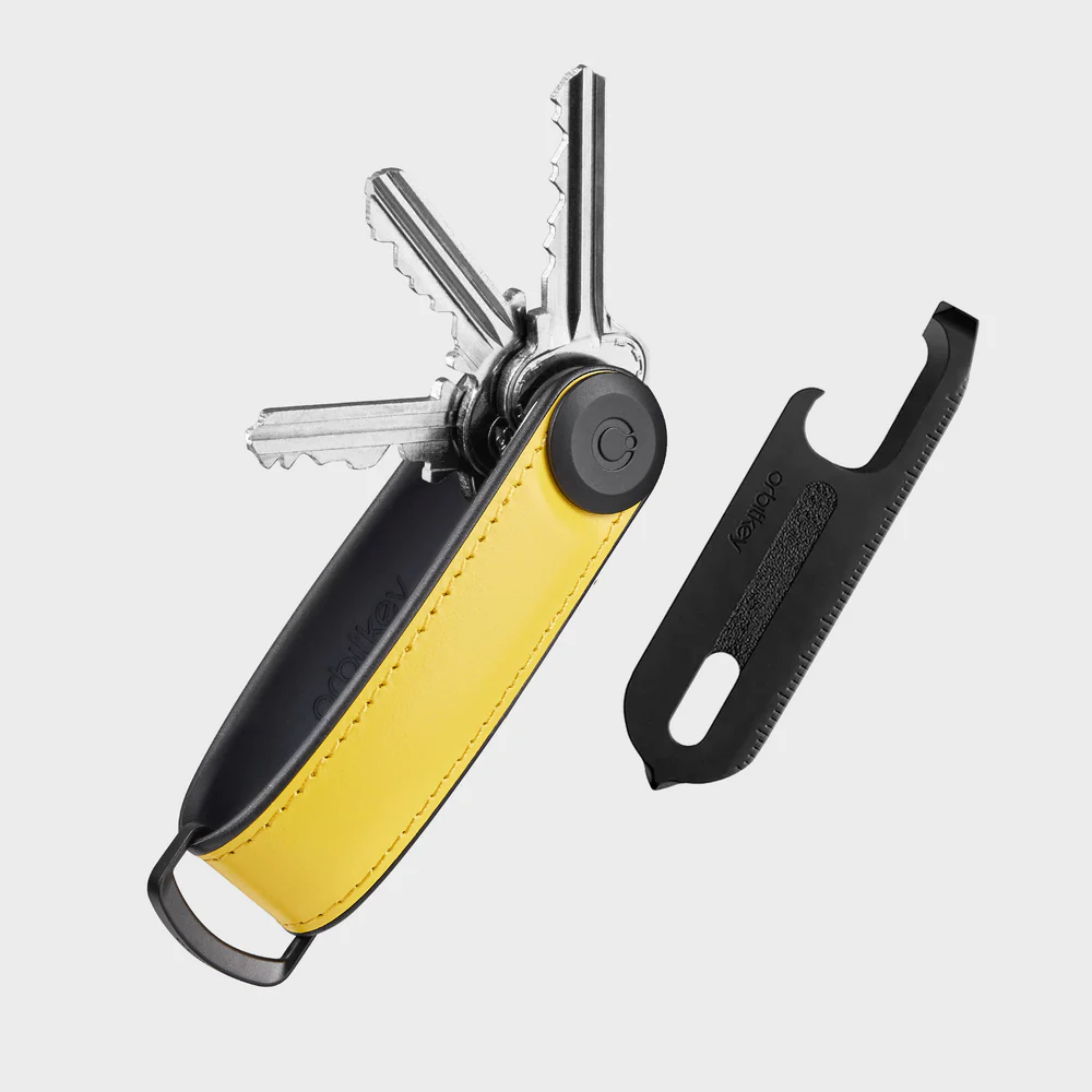 ORBITKEY - KEY ORGANISER HYBRID LEATHER + MULTI-TOOL V2 SET | YELLOW