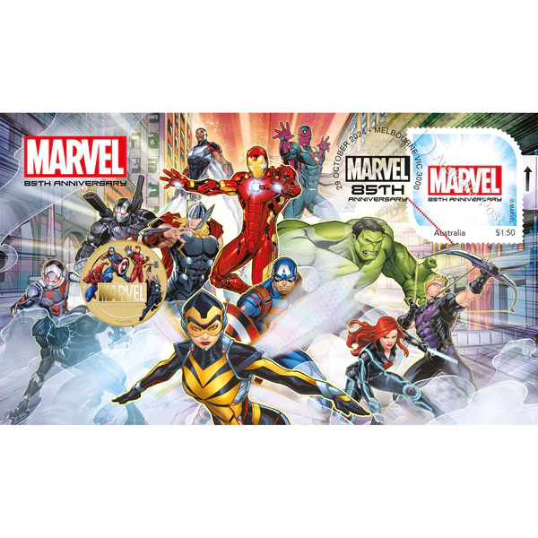 THE PERTH MINT - 85TH ANNIVERSARY OF MARVEL 2024 COIN AND STAMP COVER