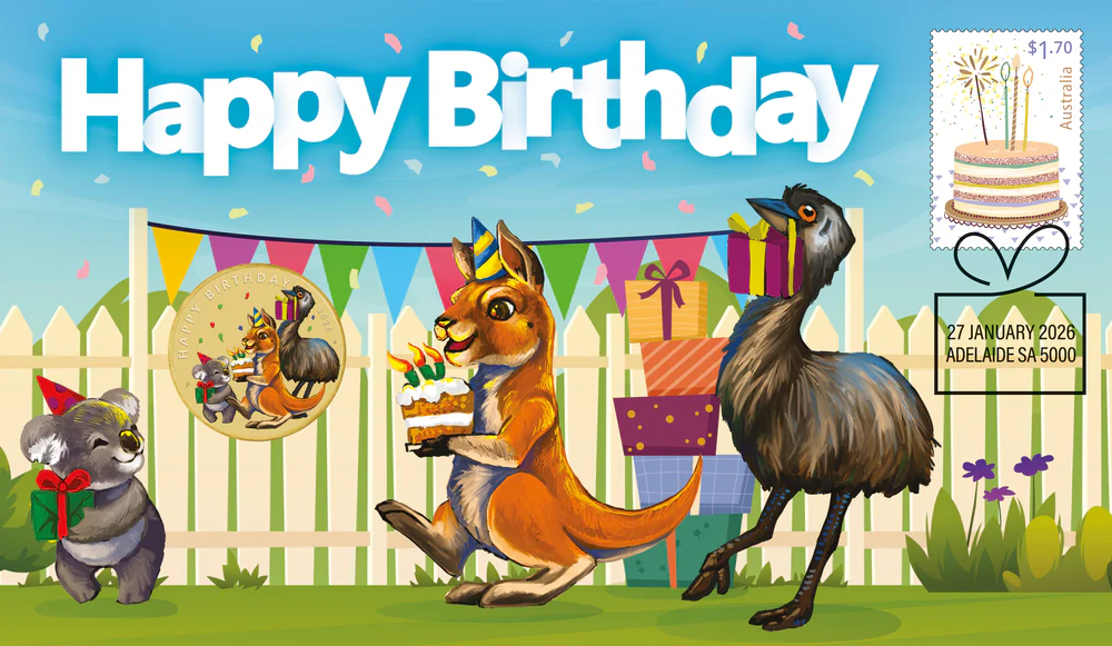 THE PERTH MINT - HAPPY BIRTHDAY 2026 STAMP AND COIN COVER