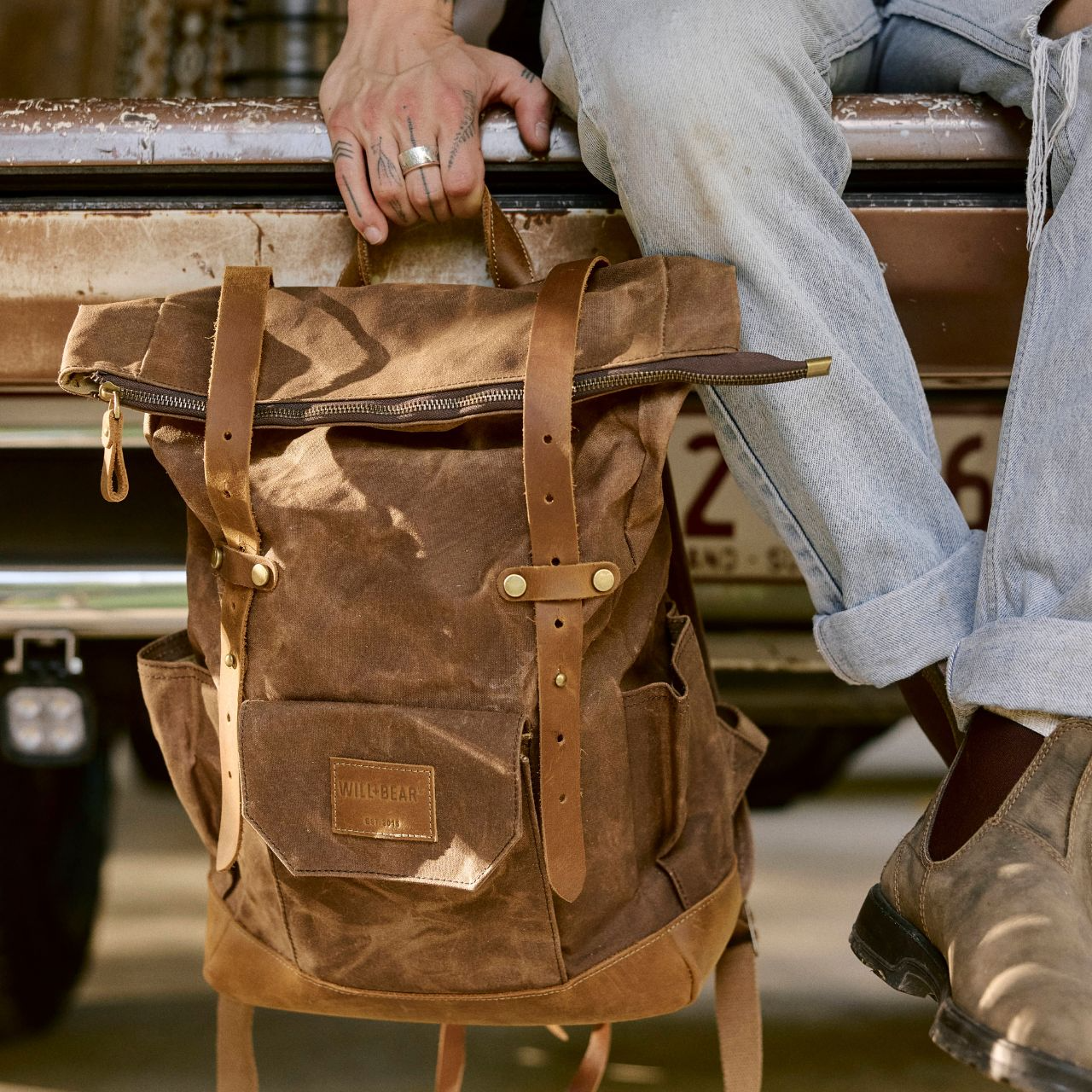 WILL + BEAR - TASMAN TRAVEL BACKPACK | BROWN WAXED CANVAS