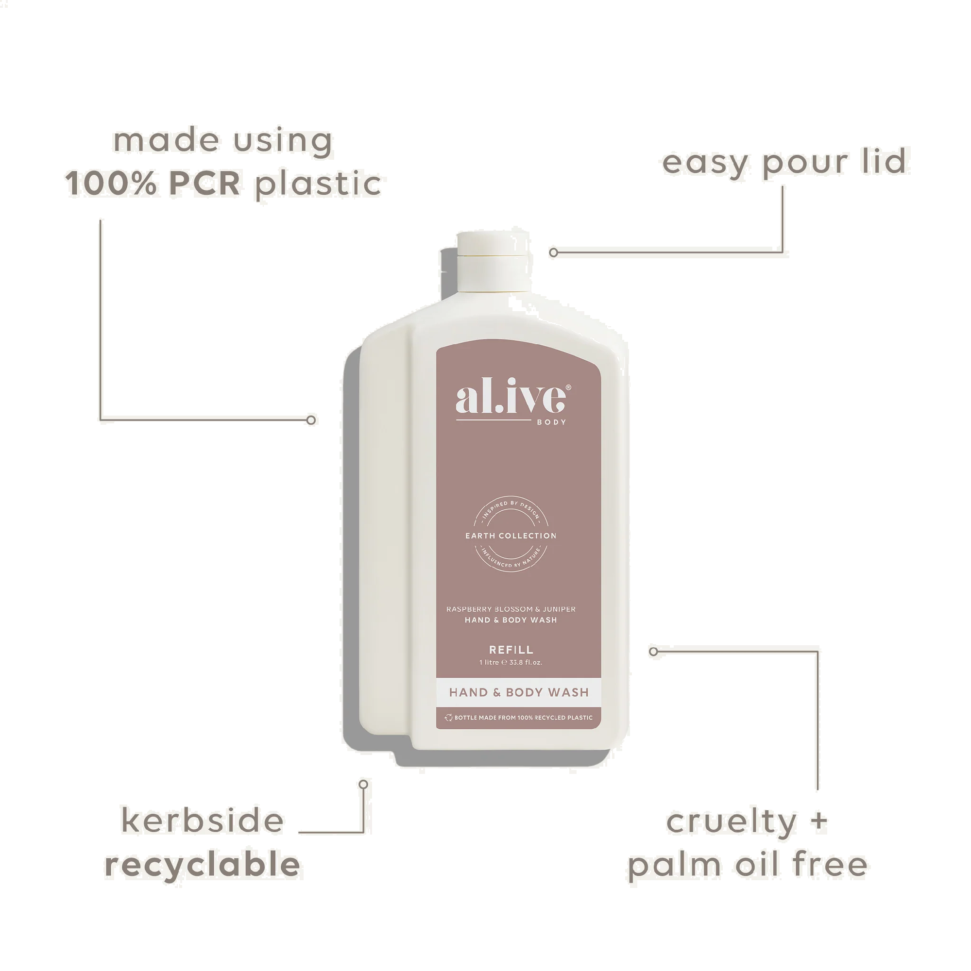 AL.IVE BODY - WASH REFILL | RASPBERRY BLOSSOM & JUNIPER 1 LITRE