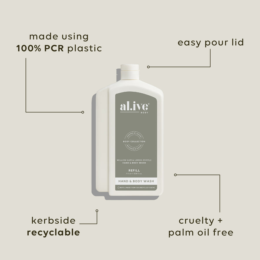 AL.IVE BODY - 1LTR WASH REFILL | WILLOW GUM & LEMON MYRTLE
