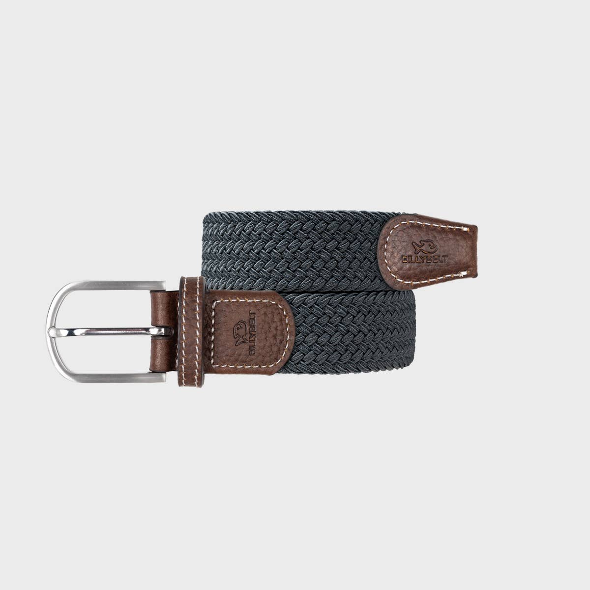 BILLYBELT Elastic Braided Belt Flannel Grey