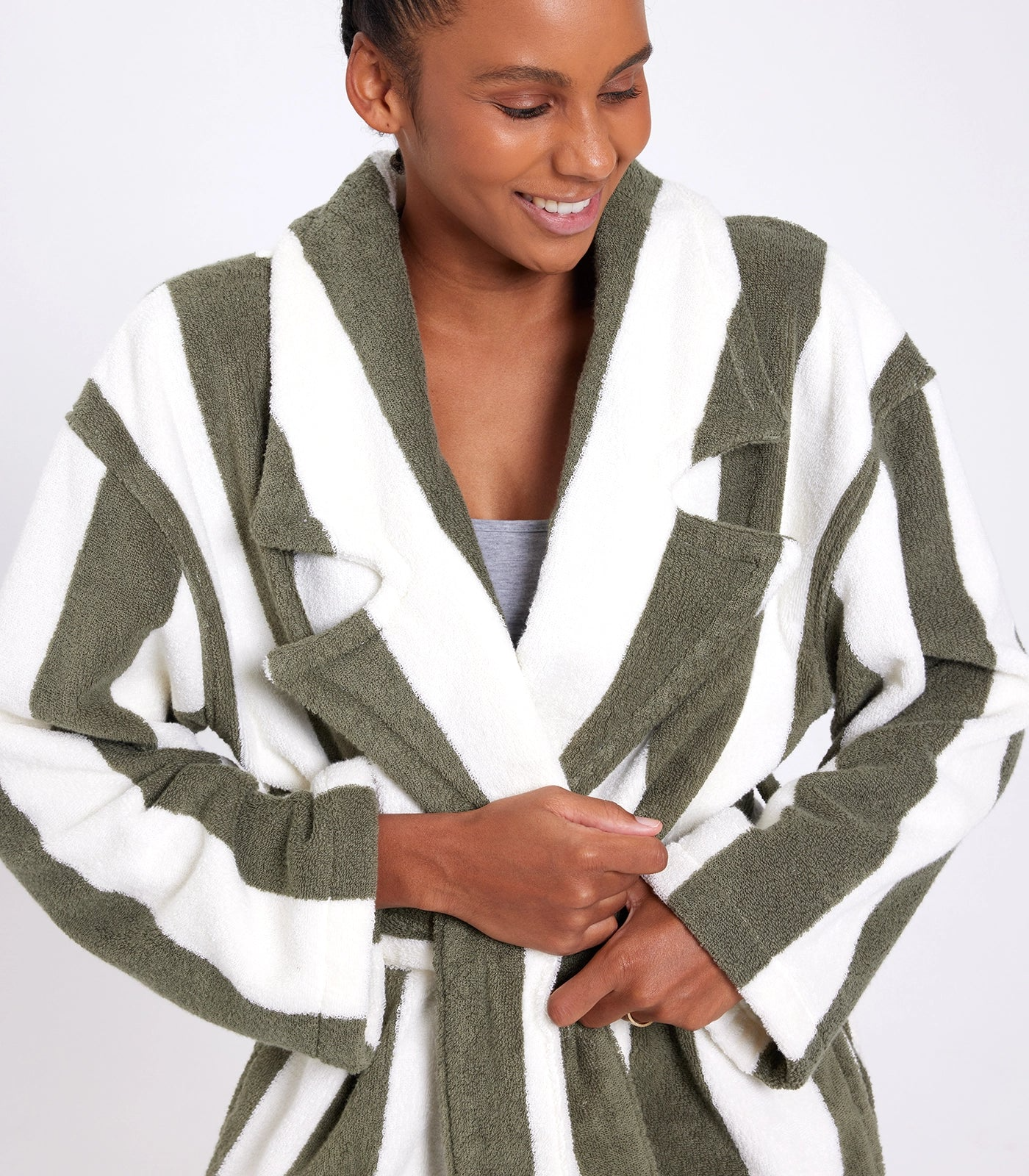 HOMMEY - ROBE | MATCHA STRIPES | S/M COTTON
