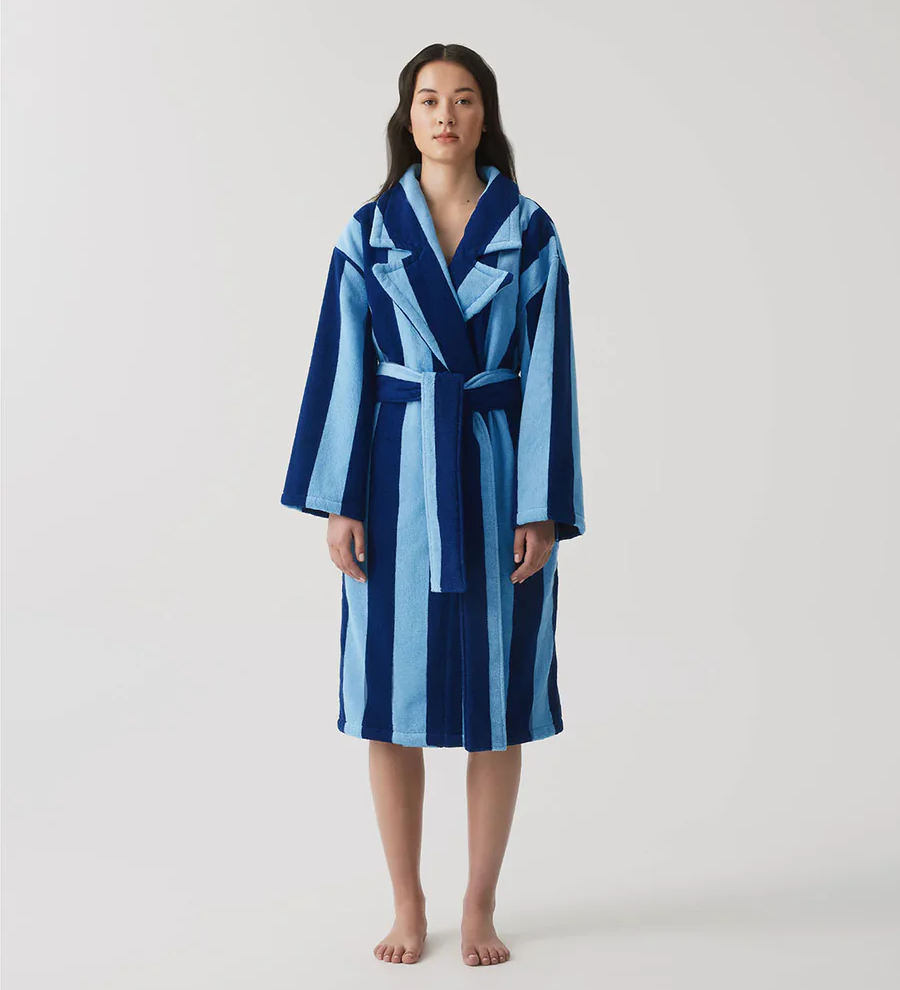 HOMMEY - ROBE | TERRY [SIZE:L/XL CLR:BLUEBERRY STRIPES]