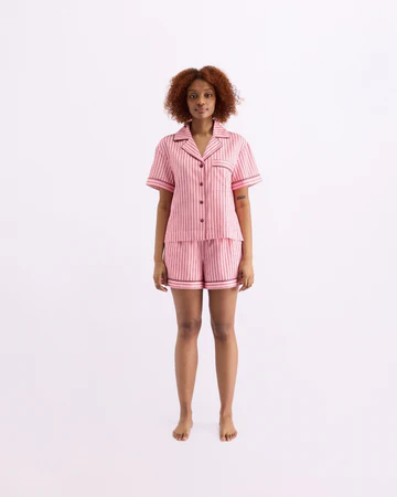 HOMMEY -  SHORT SLEEVE SLEEP SHIRT | ROCKY ROAD STRIPES | SMALL