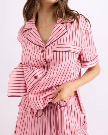 HOMMEY -  SHORT SLEEVE SLEEP SHIRT | ROCKY ROAD STRIPES | EXTRA LARGE