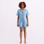 HOMMEY -  SHORT SLEEVE SLEEP SHIRT | ICED CHOCOLATE STRIPES | EXTRA SMALL
