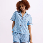 HOMMEY -  SHORT SLEEVE SLEEP SHIRT | ICED CHOCOLATE STRIPES | SMALL