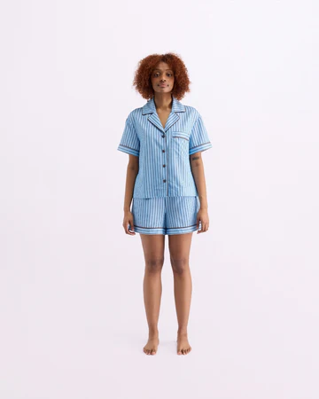 HOMMEY -  SHORT SLEEVE SLEEP SHIRT | ICED CHOCOLATE STRIPES | EXTRA LARGE