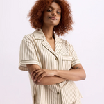 HOMMEY -  SHORT SLEEVE SLEEP SHIRT | MATCHA STRIPES | EXTRA SMALL 
