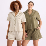 HOMMEY -  SHORT SLEEVE SLEEP SHIRT | MATCHA STRIPES | EXTRA SMALL 