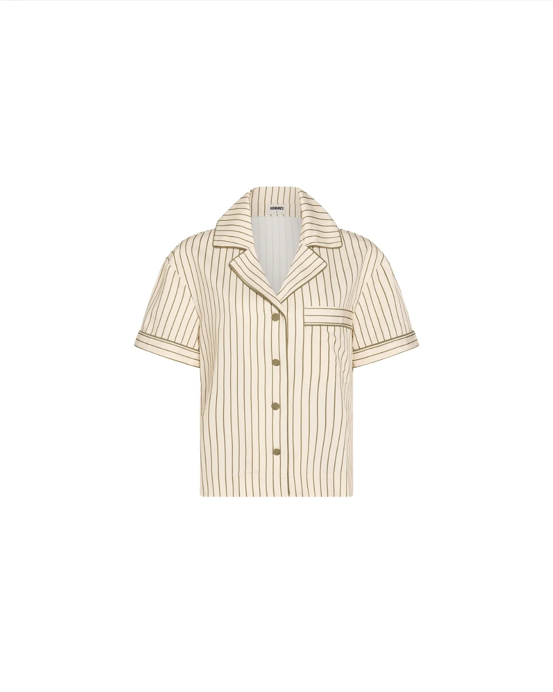 HOMMEY -  SHORT SLEEVE SLEEP SHIRT | MATCHA STRIPES | EXTRA SMALL 