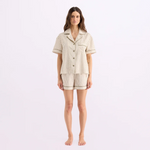 HOMMEY -  SHORT SLEEVE SLEEP SHIRT | MATCHA STRIPES | EXTRA SMALL 