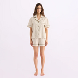 HOMMEY -  SHORT SLEEVE SLEEP SHIRT | MATCHA STRIPES | EXTRA SMALL 