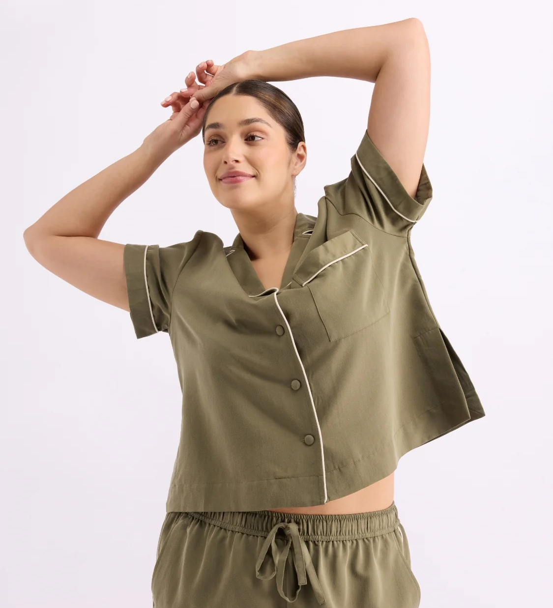 HOMMEY - SHORT SLEEVE SLEEP SHIRT | MATCHA | EXTRA LARGE 
