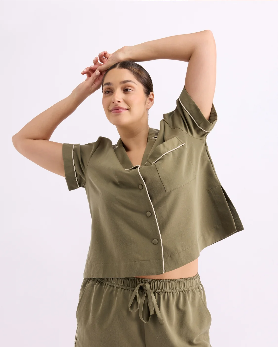HOMMEY - SHORT SLEEVE SLEEP SHIRT | MATCHA | EXTRA LARGE 