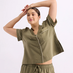 HOMMEY - SHORT SLEEVE SLEEP SHIRT | MATCHA | EXTRA LARGE 