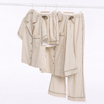 HOMMEY - SHORT SLEEVE SLEEP SHIRT | MATCHA STRIPES |  LARGE