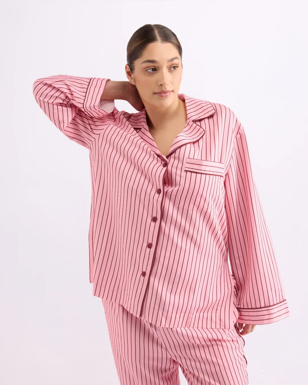HOMMEY - LONG SLEEVE SLEEP SHIRT | ROCKY ROAD STRIPES | SMALL