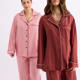 HOMMEY - LONG SLEEVE SLEEP SHIRT | ROCKY ROAD STRIPES | SMALL