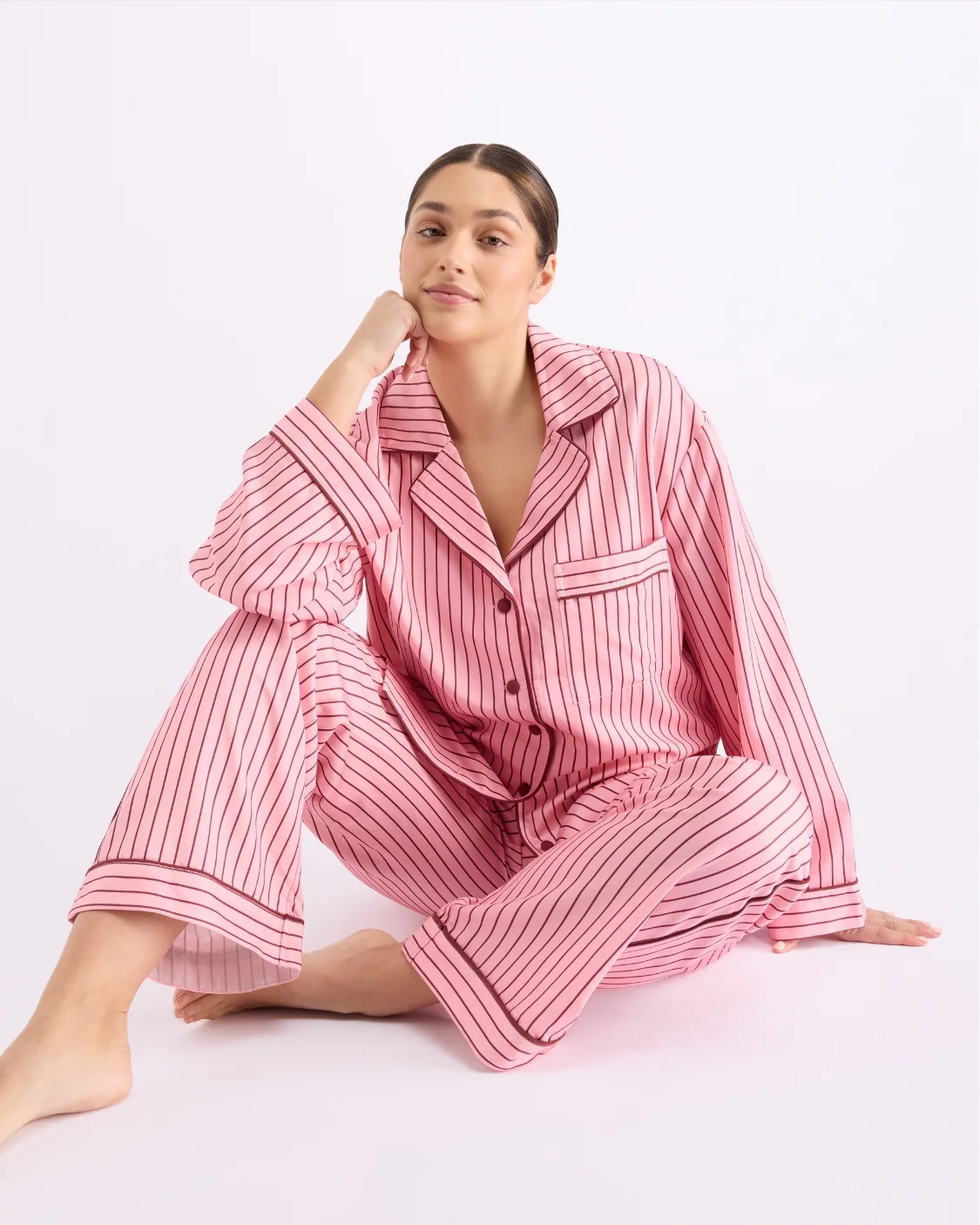 HOMMEY - LONG SLEEVE SLEEP SHIRT | ROCKY ROAD STRIPES | SMALL