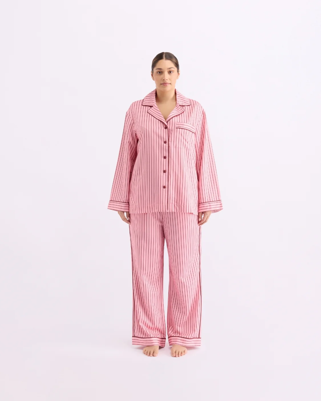 HOMMEY - LONG SLEEVE SLEEP SHIRT | ROCKY ROAD STRIPES | SMALL