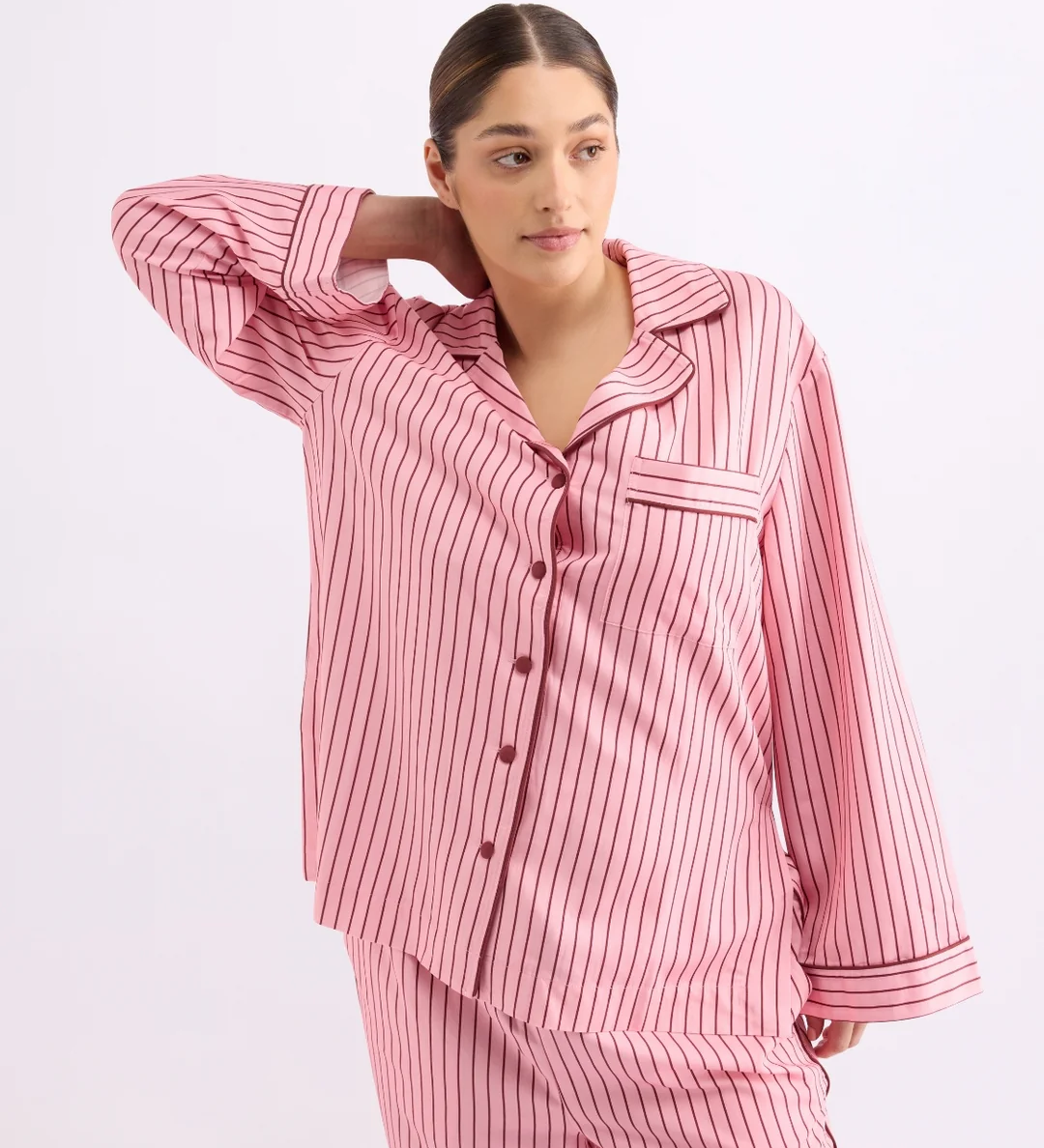 HOMMEY - LONG SLEEVE SLEEP SHIRT | ROCKY ROAD STRIPES | LARGE