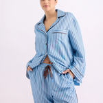 HOMMEY - LONG SLEEVE SLEEP SHIRT | ICED CHOCOLATE STRIPES | SMALL