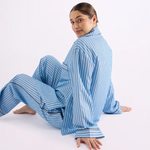 HOMMEY - LONG SLEEVE SLEEP SHIRT | ICED CHOCOLATE STRIPES | SMALL