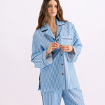 HOMMEY - LONG SLEEVE SLEEP SHIRT | ICED CHOCOLATE STRIPES | SMALL
