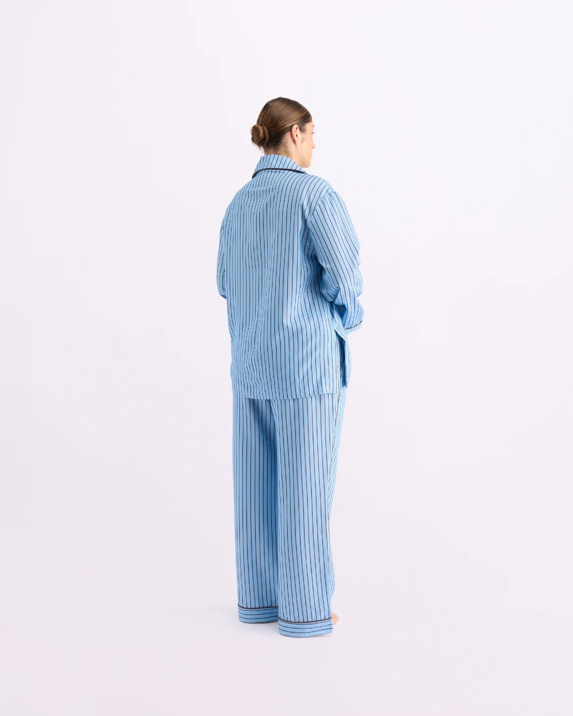 HOMMEY - LONG SLEEVE SLEEP SHIRT | ICED CHOCOLATE STRIPES | SMALL