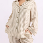 HOMEY - LONG SLEEVE SHIRT | MATCHA STRIPES | MEDIUM