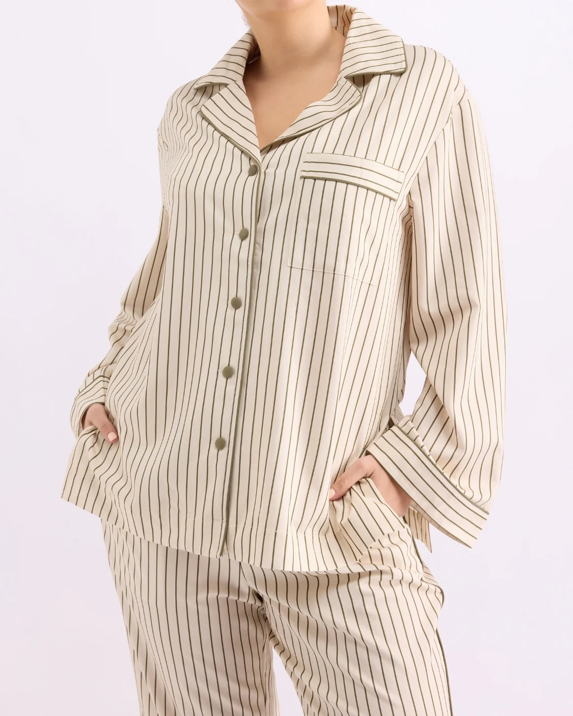 HOMEY - LONG SLEEVE SHIRT | MATCHA STRIPES | LARGE