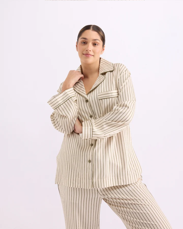 HOMEY - LONG SLEEVE SHIRT | MATCHA STRIPES | LARGE