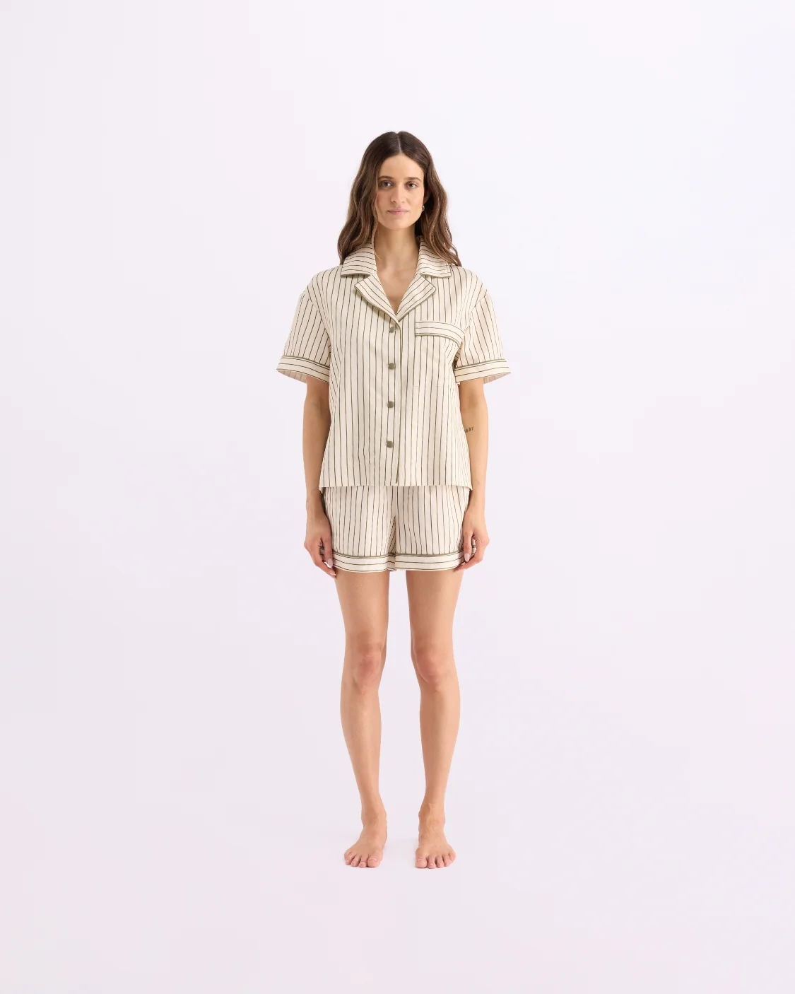 HOMEY - LONG SLEEVE SHIRT | MATCHA STRIPES | LARGE