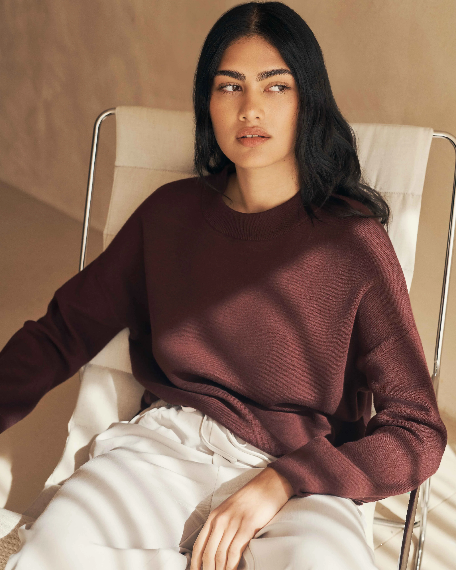 HOMMEY - COTTON CASHMERE SWEATER | WINE | EXTRA SMALL