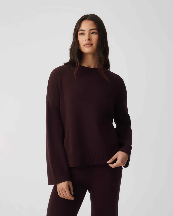 HOMMEY - COTTON CASHMERE SWEATER | WINE | EXTRA SMALL
