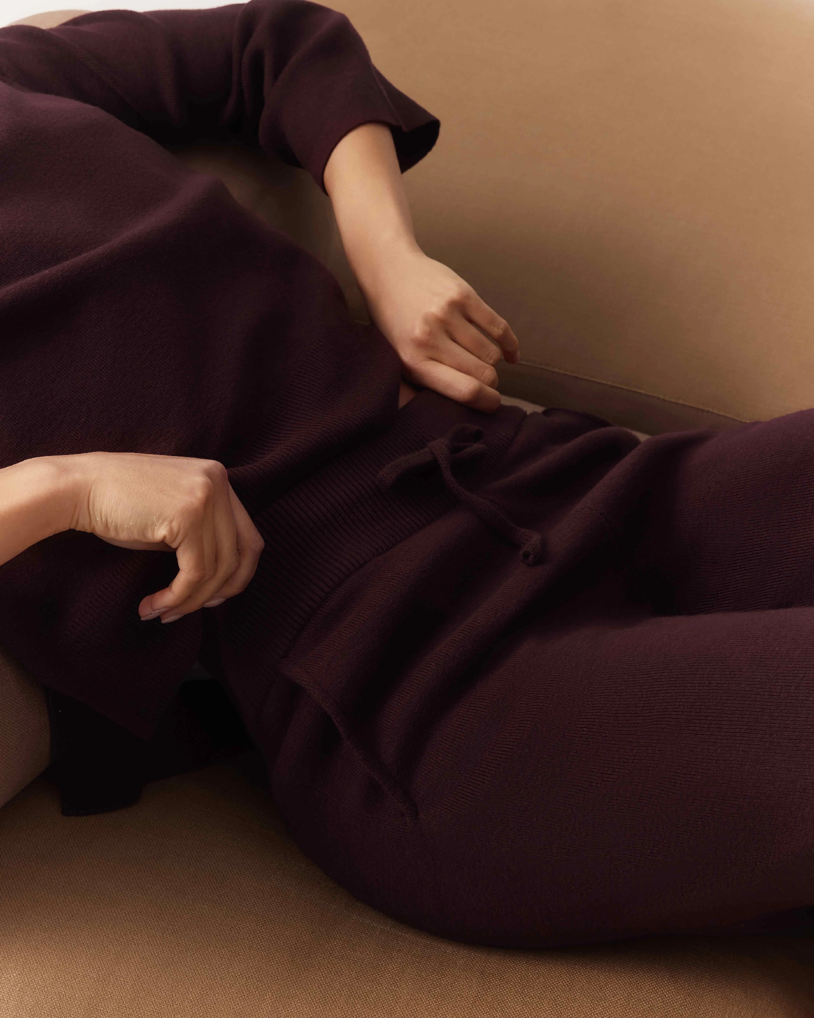 HOMMEY - COTTON CASHMERE PANT | WINE | EXTRA SMALL