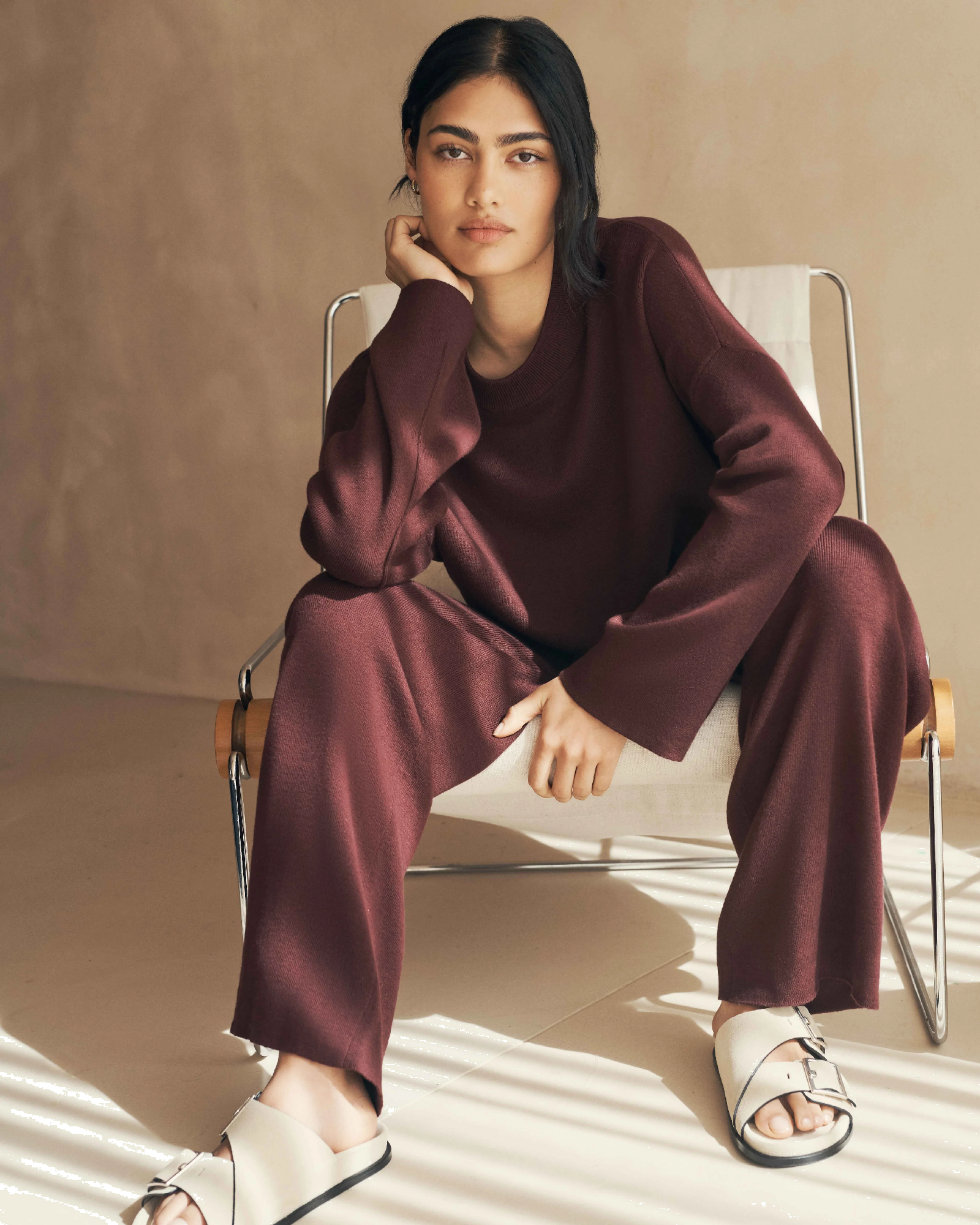 HOMMEY - COTTON CASHMERE PANT | WINE | EXTRA LARGE