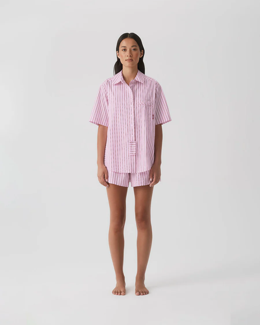 HOMMEY - SHORT SLEEVE SLEEP SHIRT | POPPY [SIZE:XL]
