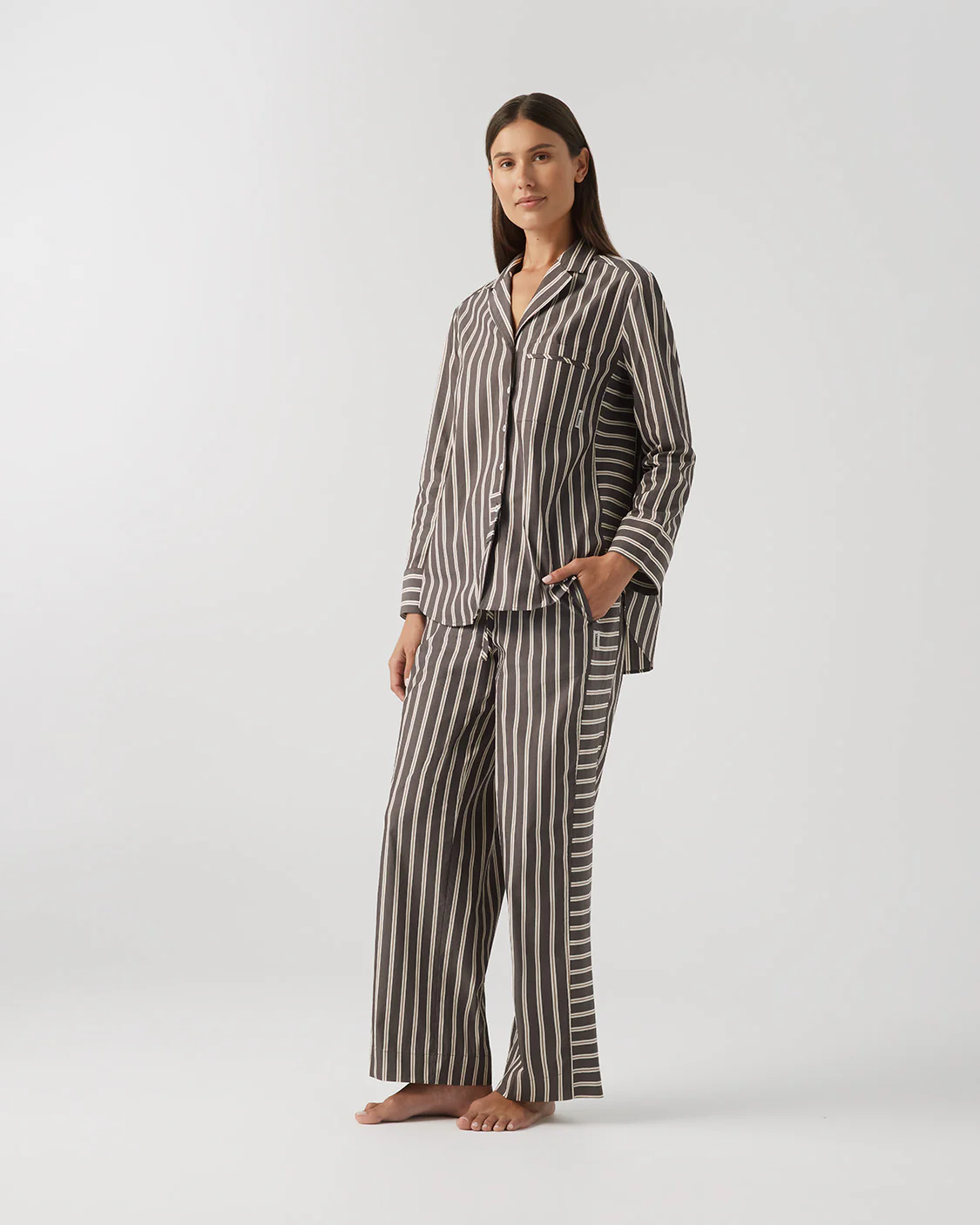 HOMMEY - LONG SLEEVE SHIRT [SIZE:XL CLR:CHOCOLATE]