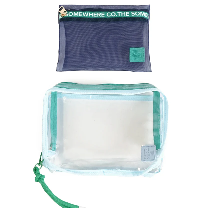 THE SOMEWHERE CO - CHEEKY COSMETIC CASE | BABY BLUE & GREEN