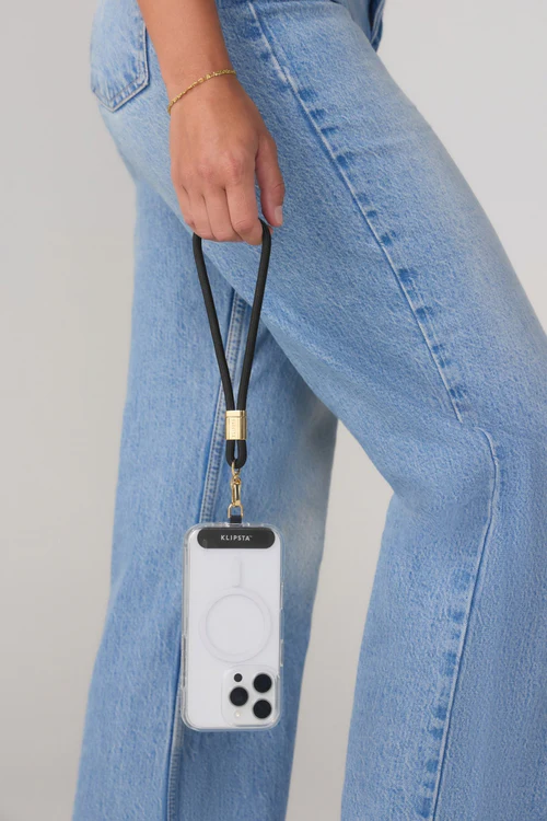 KLIPSTA - LOOP PHONE WRIST STRAP | GOLD + BLACK